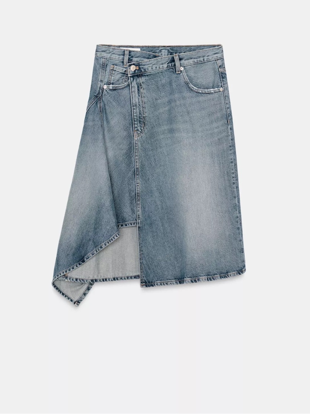 Zara TRF Asymmetric Denim Skirt